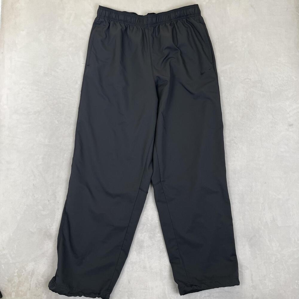 Nike Dri-FIT Track Pants Mens XL Black Woven Straight Leg Bungee Hem Athletic